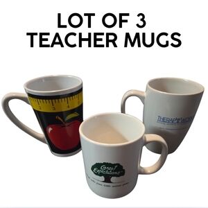 Set of 3 Teacher Mugs with Apple and Tree Designs